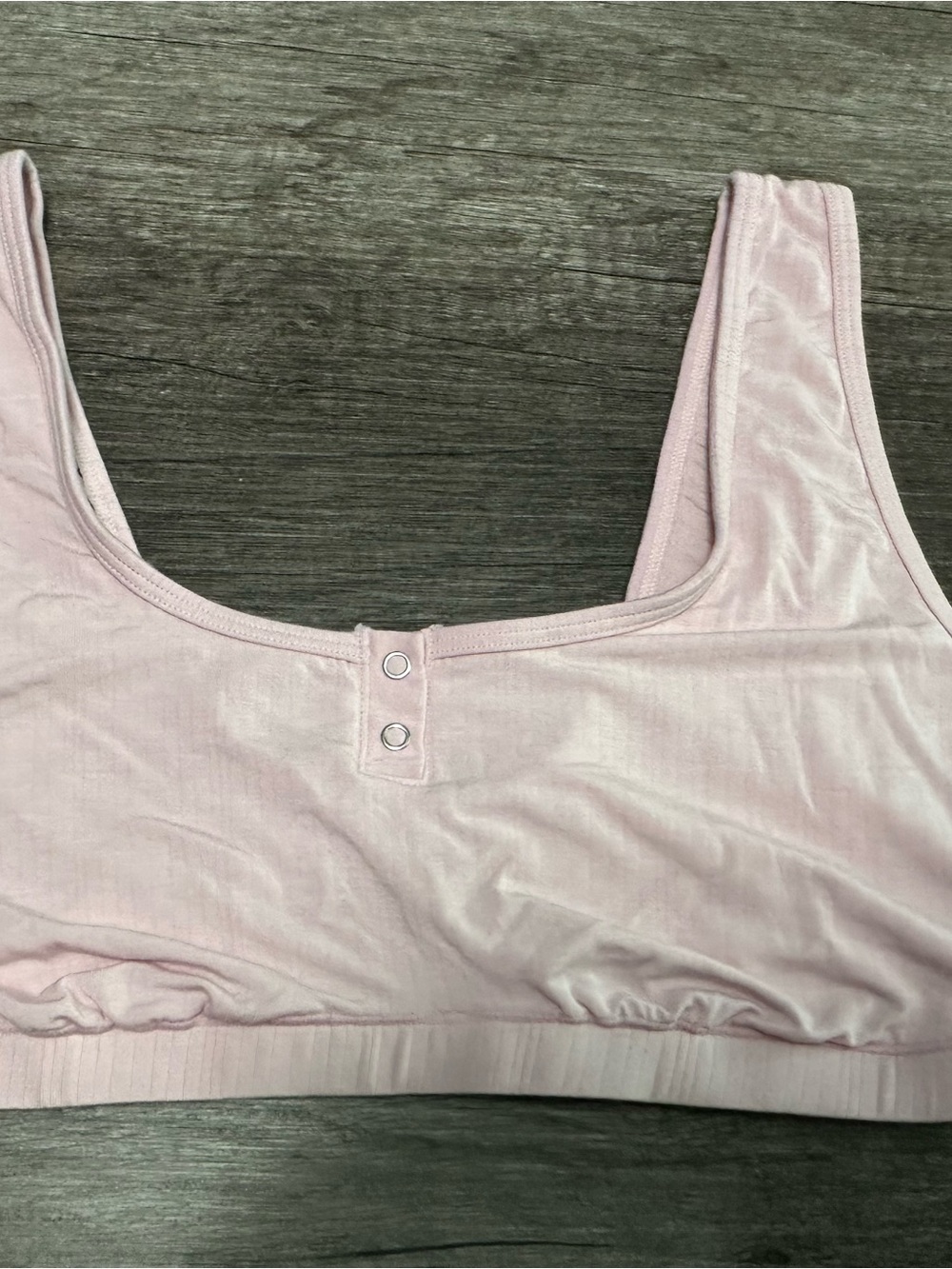 Soft Pink Snap-Front Bralette.